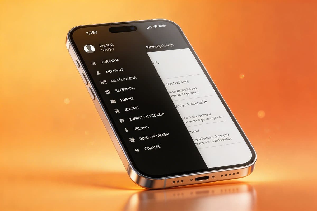Aura Fitness mobilna aplikacija za pristup teretani